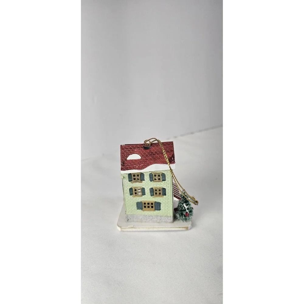 Vintage Tin Flower Shop Christmas Ornament Miniature‎ Village Building 3.5